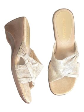 Aerosoles On Deck Wedge Sandals Beige 7 Neutral Comfort Summer Open Toe Snake